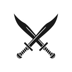 simple crossed sword icon, flat design best vector sword icon