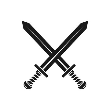 simple crossed sword icon, flat design best vector sword icon