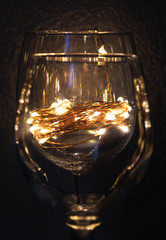 wine glass with light reflection inside