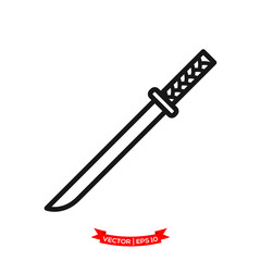 samurai sword icon vector logo template, katana vector icon