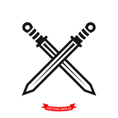 simple crossed sword icon, flat design best vector sword icon