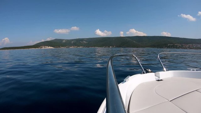 Footage from the non-moving boat bow with a view on a beautiful Island 