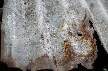 rusty and dirty old zinc. selective focus