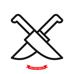 knife icon vector logo template, crossed chef knife vector icon, kitchen utensil icon