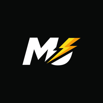 Initial Letter MU with Lightning