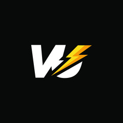 Initial Letter VU with Lightning