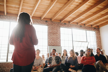 Woman giving a lecture