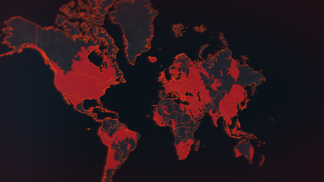 World map of the spread of virus infection. COVID-19. Influenza. MERS. SARS