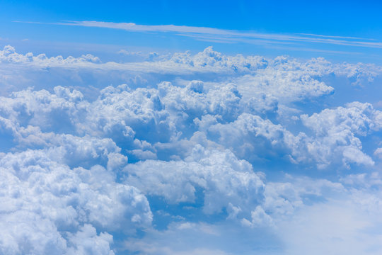 Skyline View above the Clouds from airplane,sky cloud landscape. © ABCDstock