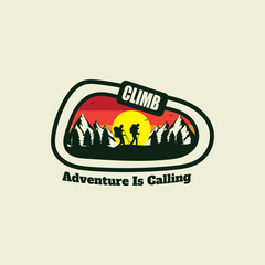 Climbing Adventure Mountain Badge Illustration