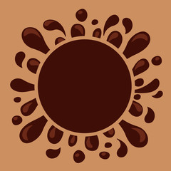 chocolate brown splash blob for banner background, drop brown liquid splash, icon splashing chocolate blob droplet, illustrations cocoa brown liquid splash shape, symbol chocolate drop splatter flow