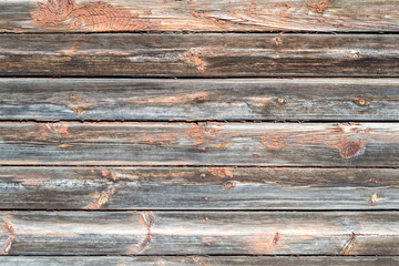 Textured Background. Old wooden peeling wall with horizontal boards.