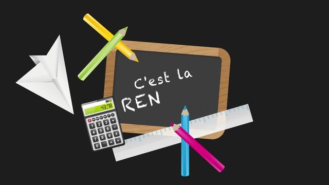 c'est la rentr&eacute;e texte anim&eacute;, ardoise et crayon couleur