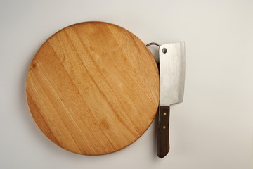 chopping board with kitchen knife
