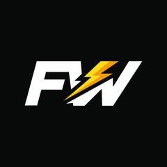 Initial Letter FW with Lightning