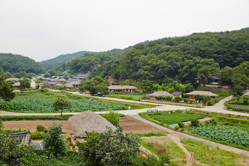Fototapeta na wymiar Yangdong Folk Village in Gyeongju-si, South Korea. A Korean traditional village listed in the World Heritage List. 
