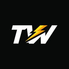 Initial Letter TW with Lightning