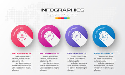 Circle chart infographic template with 4 options,Vector illustration.