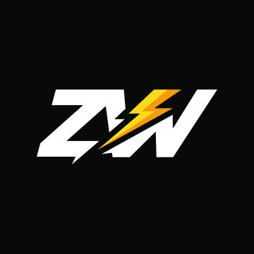 Initial Letter ZW with Lightning