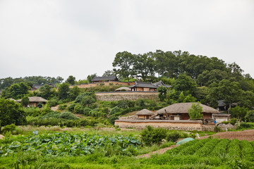Fototapeta na wymiar Yangdong Folk Village in Gyeongju-si, South Korea. A Korean traditional village listed in the World Heritage List. 