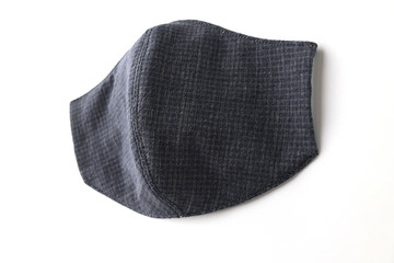 black cloth mask design made from cotton fabric, object isolated on white background