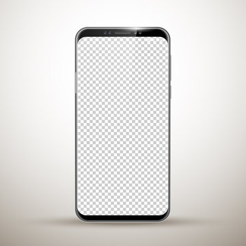model of a new frameless smartphone concept with a transparent screen. New technologies realistic Mobile phone. Smartphone icon Isolated on a white background. Phone Design Template for Mock Up