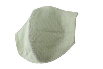 green cloth mask design made from cotton fabric, object isolated on white background