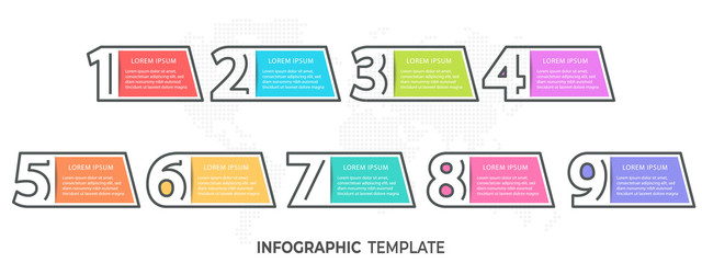 Elements infographic template with numbers 9 options.