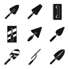 Construction trowel icons set. Simple set of construction trowel vector icons for web design on white background