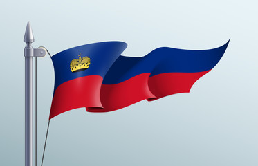 Liechtenstein flag state symbol isolated on background national banner. Greeting card National Day of the Principality of Liechtenstein. Illustration banner with realistic state flag of microstate.