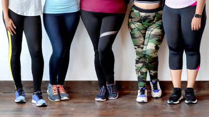 Diverse womens fitness class