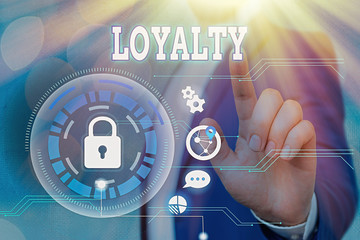 Text sign showing Loyalty. Business photo text faithfulness to commitments or obligations Quality...