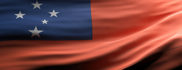 Samoa national flag waving texture background. 3d illustration