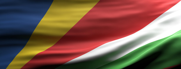 Seychelles national flag waving texture background. 3d illustration