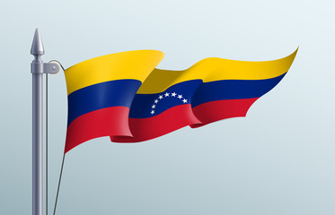 Venezuela flag state symbol isolated on background national banner. Greeting card National Independence Day of the Bolivarian Republic of Venezuela. Illustration banner with realistic state flag.