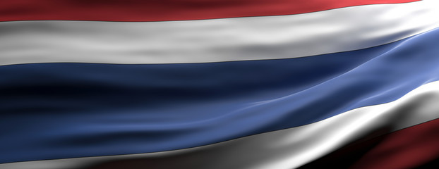 Thailand national flag waving texture background. 3d illustration