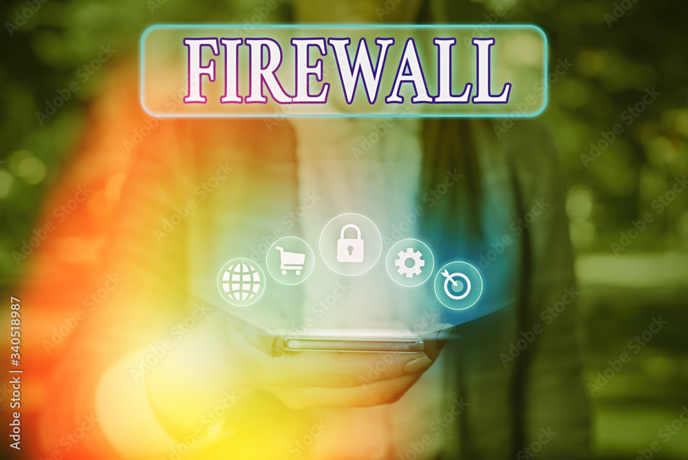 Poster text sign showing firewall. business photo text protect network or system from unauthorized access w