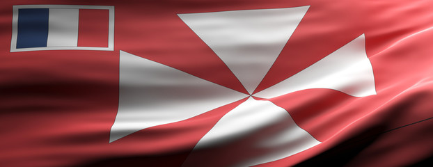 Wallis and Futuna national flag waving texture background. 3d illustration