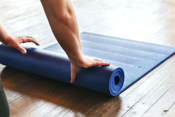 Yoga mat on the floor