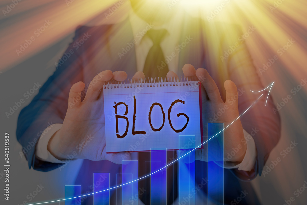 Poster text sign showing blog. business photo text regularly updated website web page run by individual