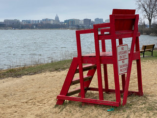 red lifeguard tower