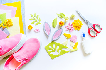 Decorate pink sneakers diy. Easter holiday rabbit.
