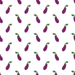 ripe and healthy seamless patter of eggplant. hand drawn veggie illustration.