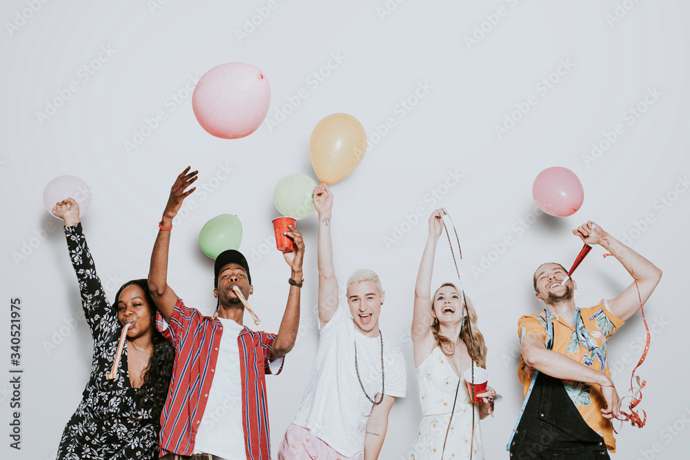 Wall mural happy friends at a party