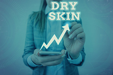 Conceptual hand writing showing Dry Skin. Concept meaning uncomfortable condition marked by scaling...