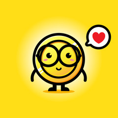 cute bespectacled mascot vector design