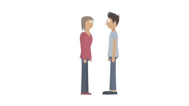 Lovers kiss. Kiss animation, alpha channel enabled. Cartoon