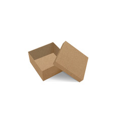 Vector kraft paper opened box realistic illustration. Isolated 3-d object