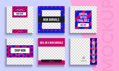 Sale banner layout design. Set of social media mobile app for shopping, sale, product promotion.	
