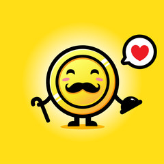 Mustache coin mascot vector design